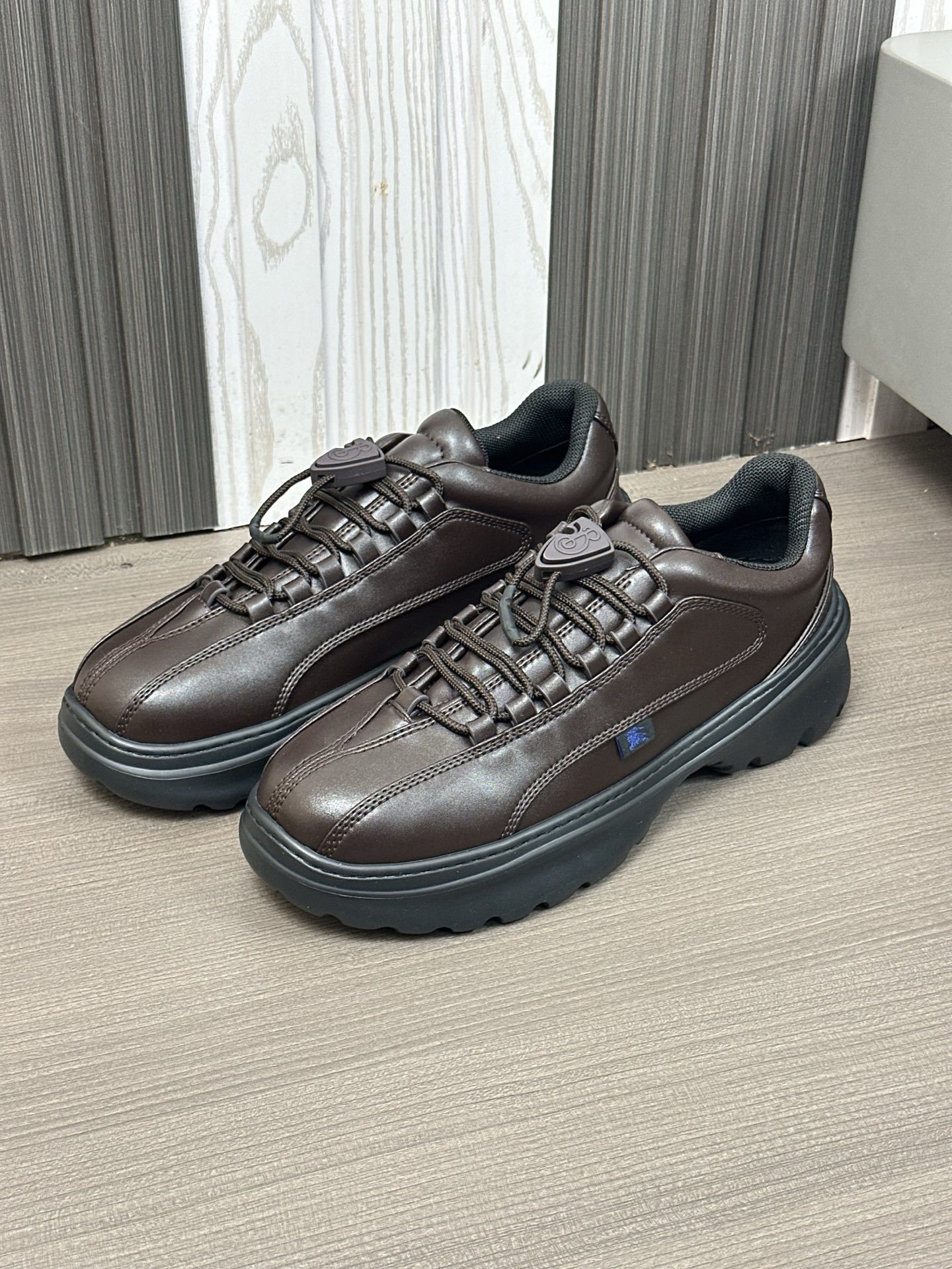 Burberry Leather Scoot sneakers in a brown/dark purple