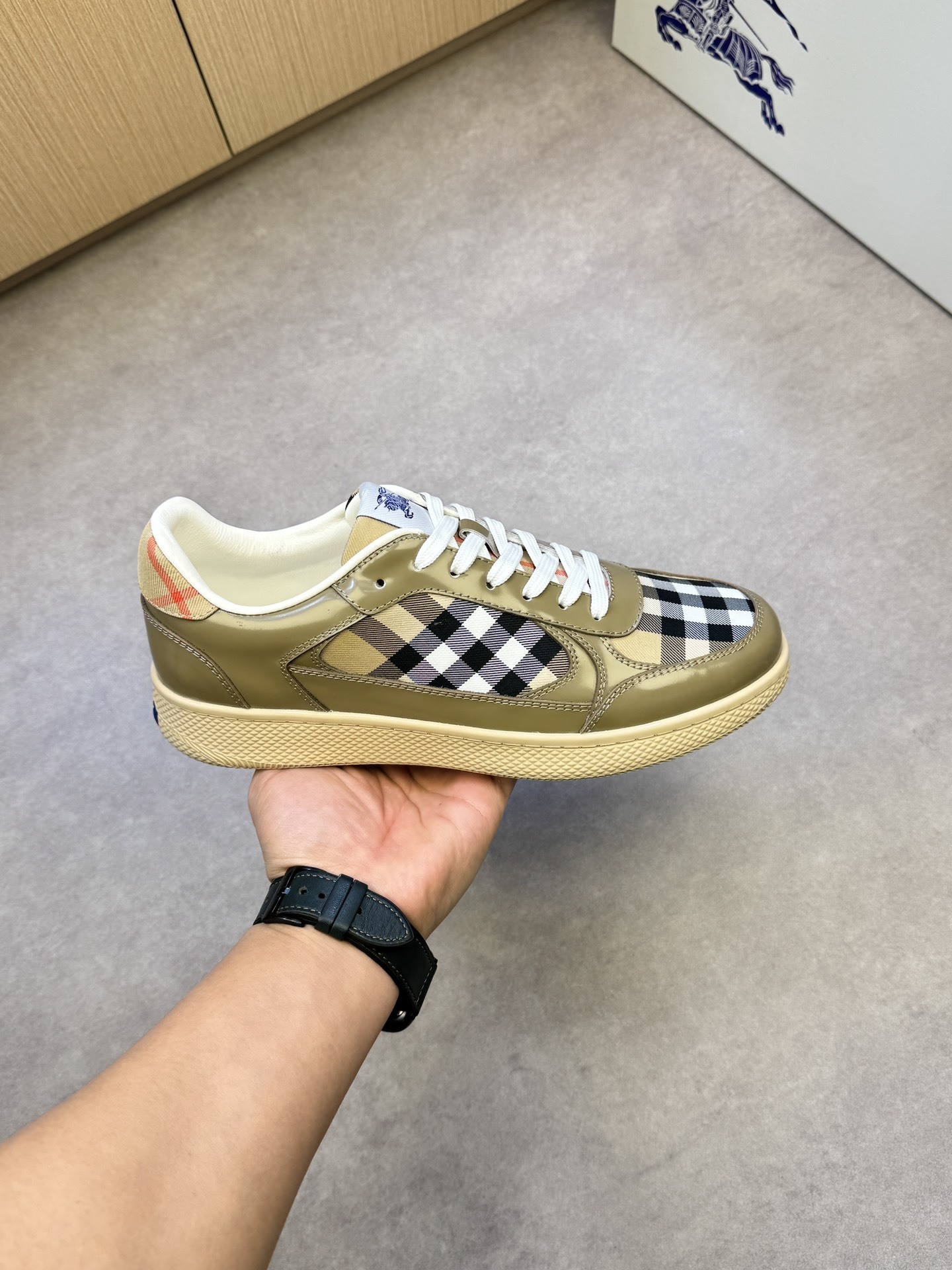 Burberry Check Terrace sneakers in the sand colorway