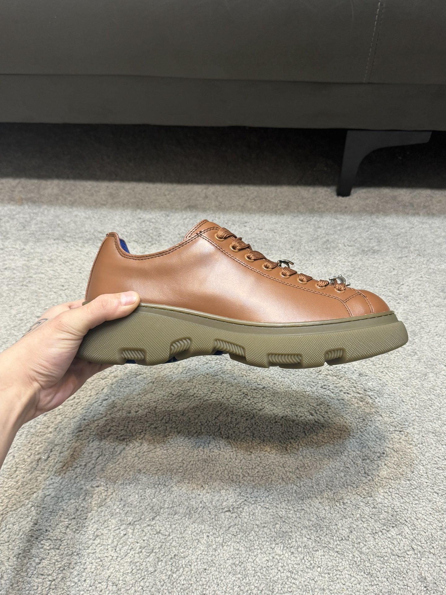 Burberry Ranger low-top leather hiking sneakers with a chunky rubber sole