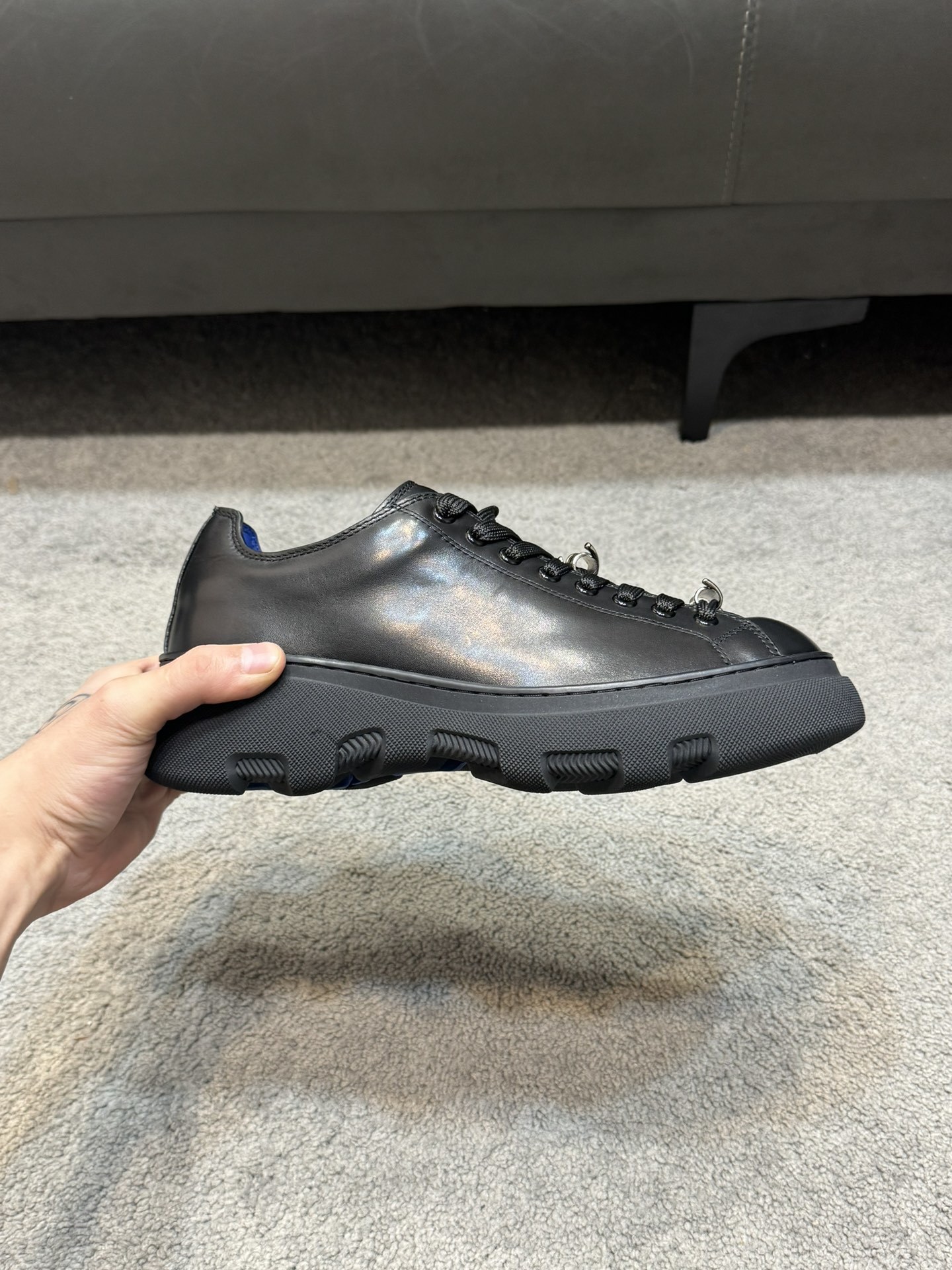 Burberry Ranger barbed-wire embellished low-top sneaker in black leather