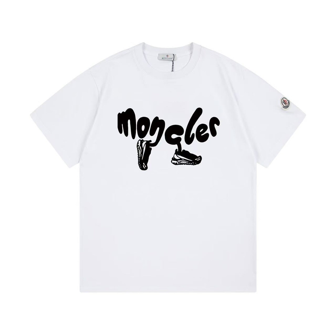 Moncler Running T-Shirt in white organic cotton jersey