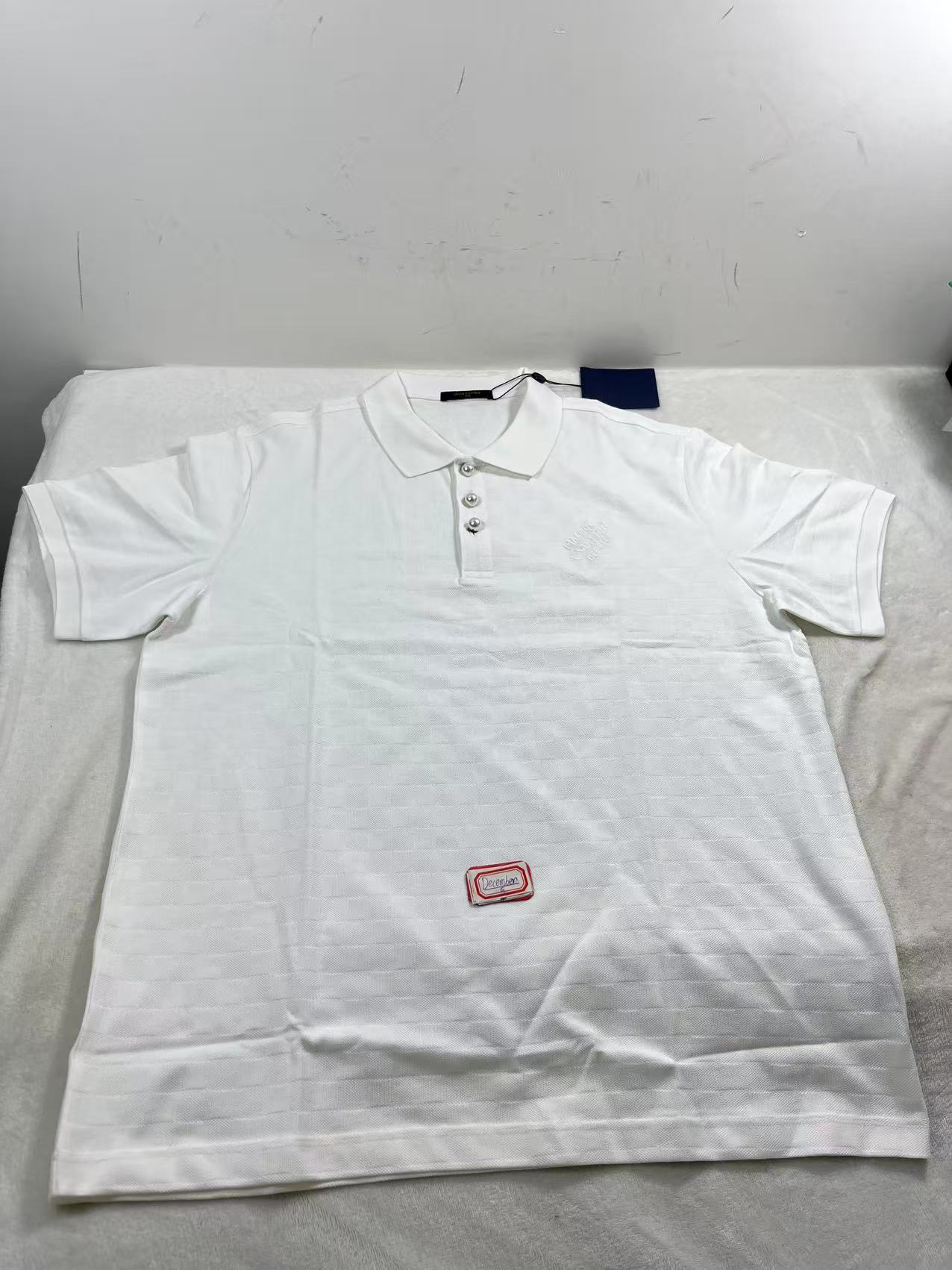LV white cotton short-sleeve polo shirt