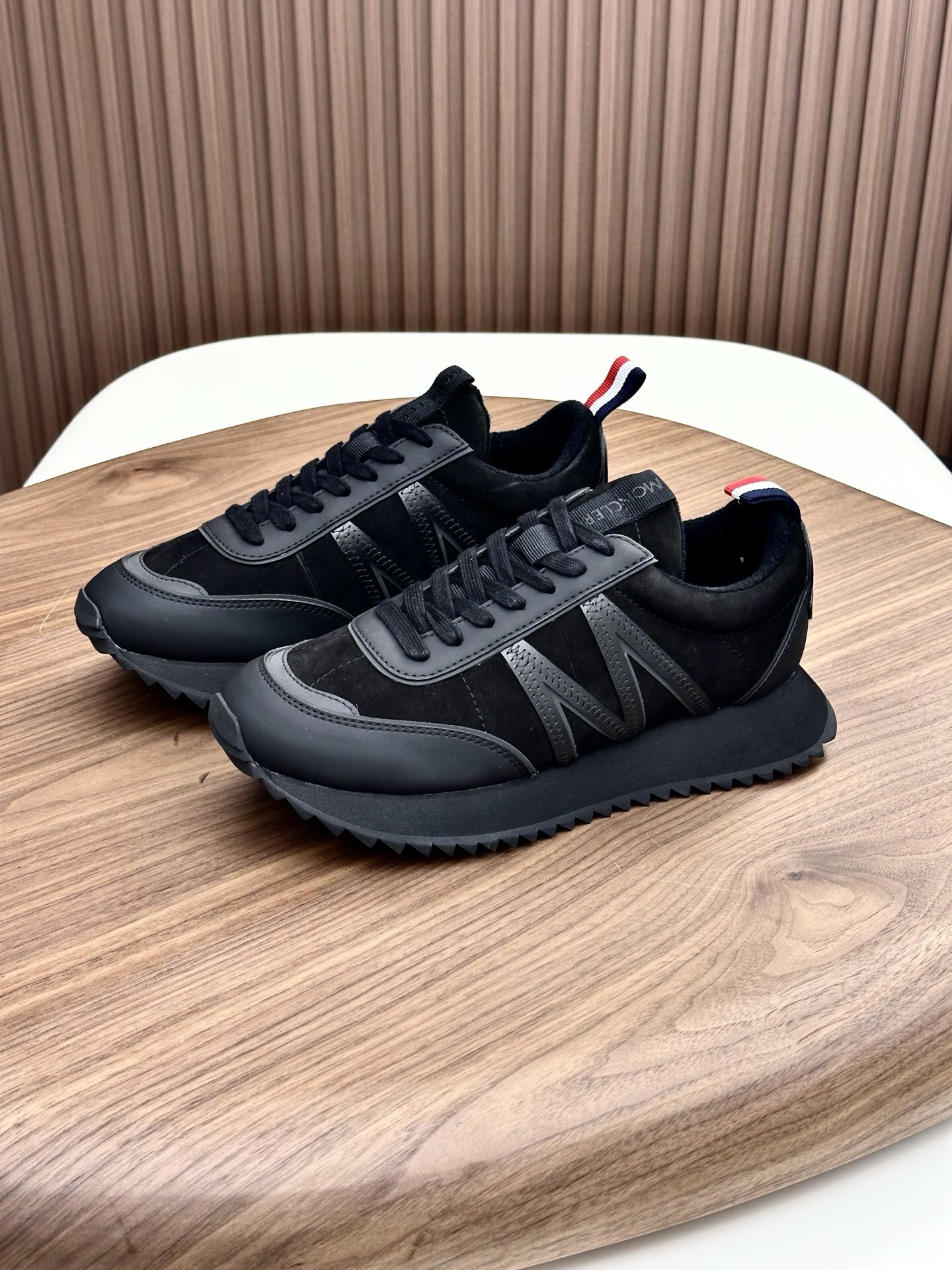 Moncler Pacey low-top sneakers in black nylon and suede