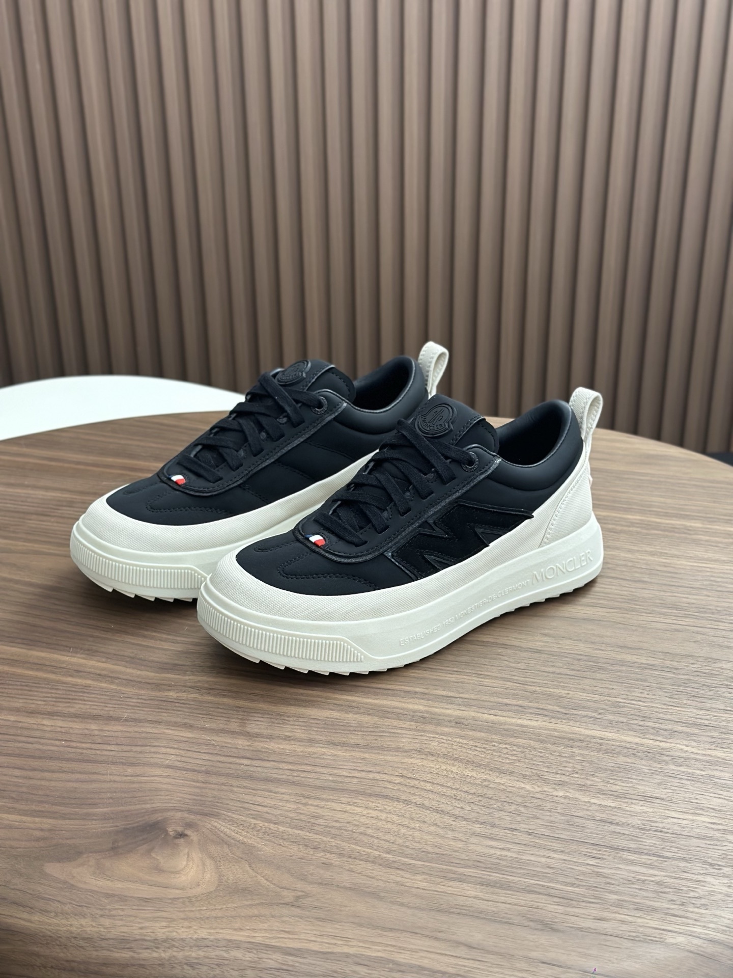 Moncler Altive nubuck and suede trainers in black.