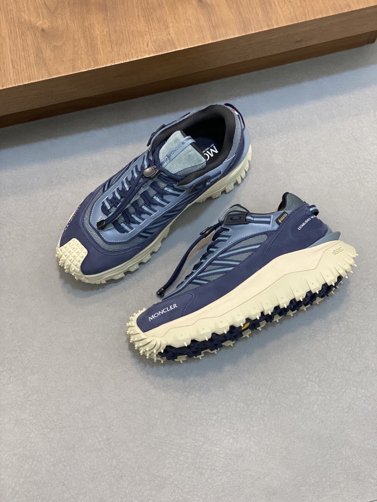 Moncler Trailgrip GTX low-top sneakers in a blue colorway