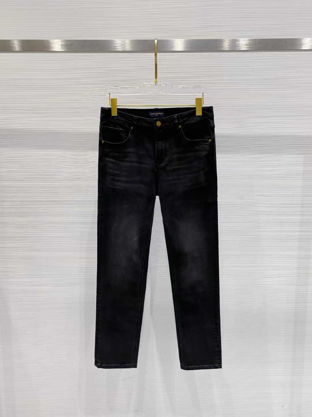 LV regular denim pants in black.