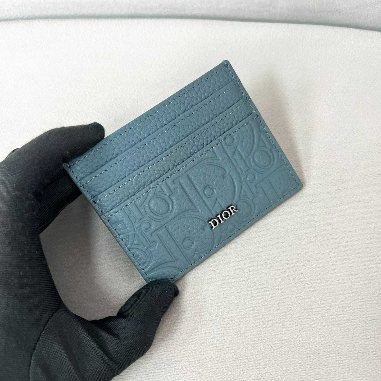 Dior card holder in turquoise leather blue-black