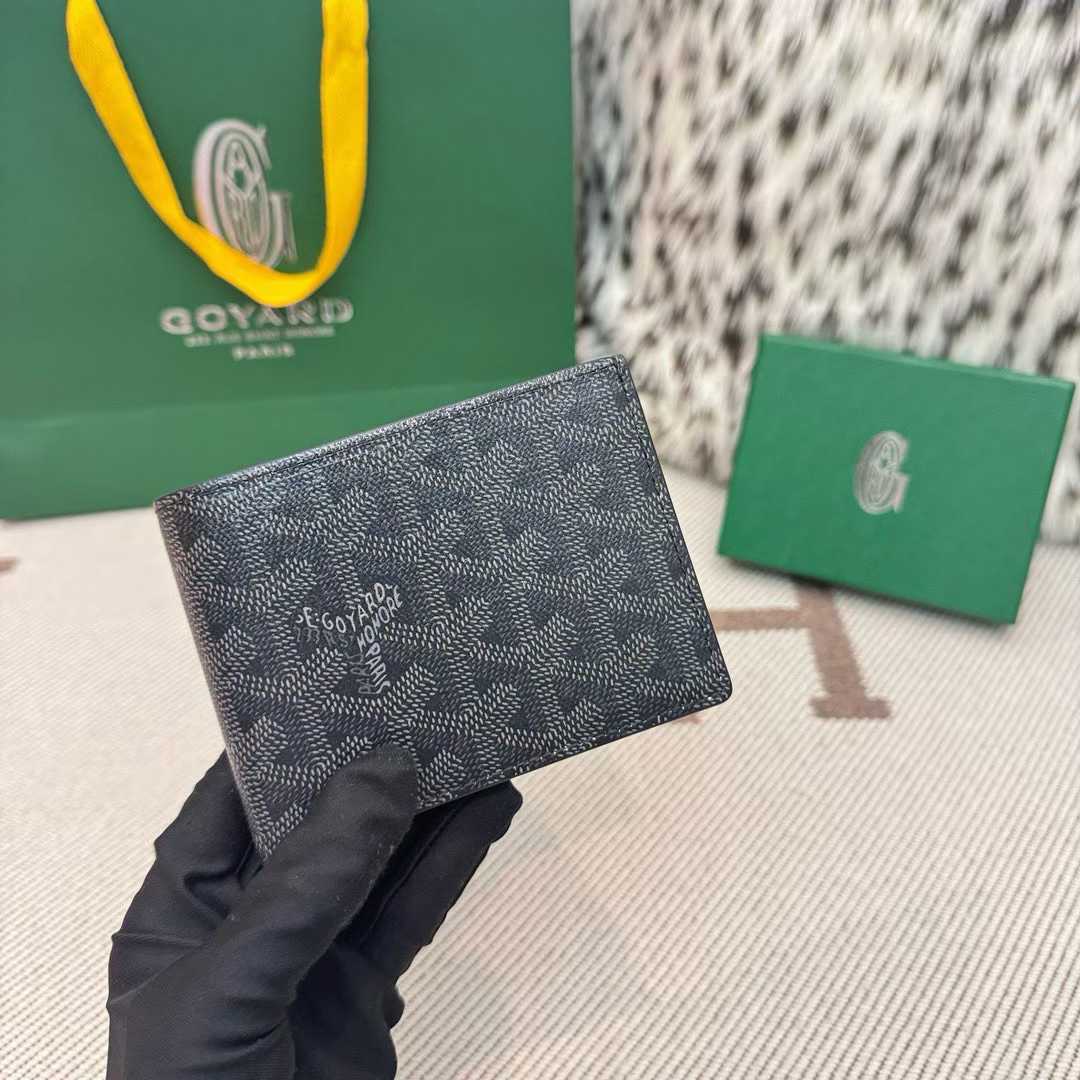 Goyard Victoire bi-fold wallet in grey Goyardine canvas and Vauzelles calfskin