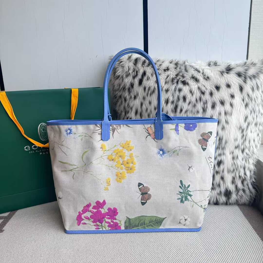 Goyard Saint Louis PM bag in the limited edition 2025 Iris & Fuchsia botanical variant