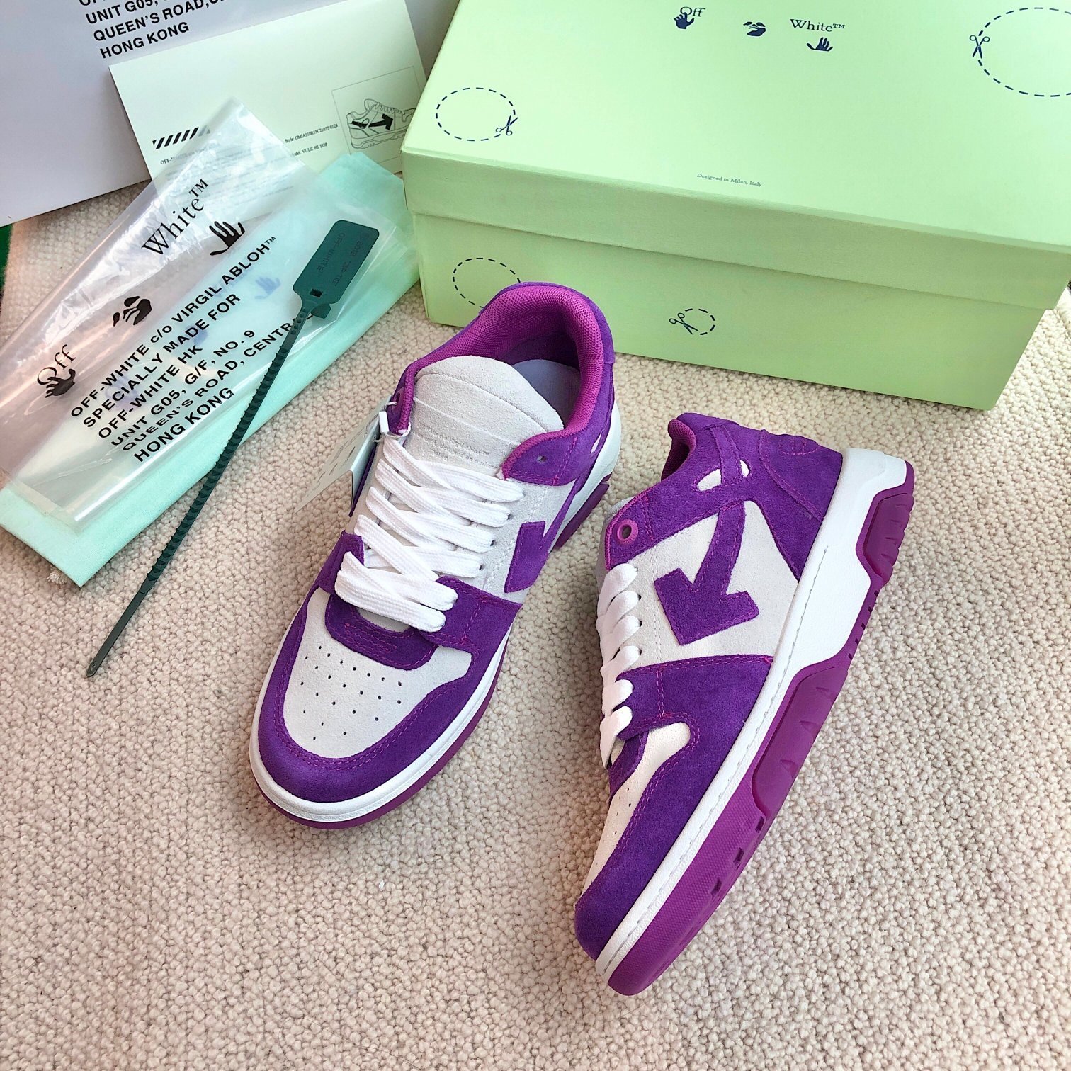 Off-White Out of Office OOO Low Tops sneaker in purple