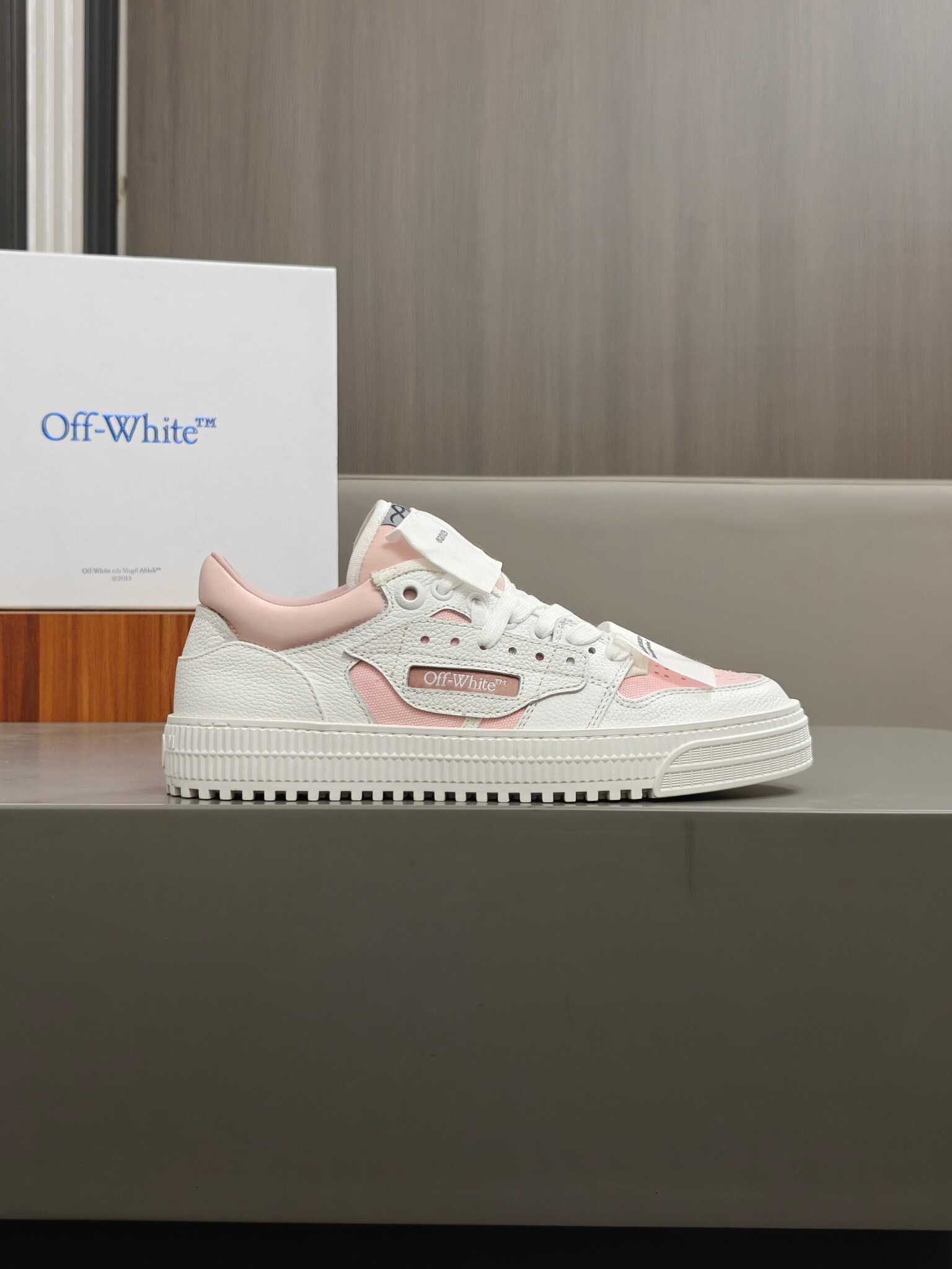 Off-White 3.0 Off Court sneaker in a white and pink colorway