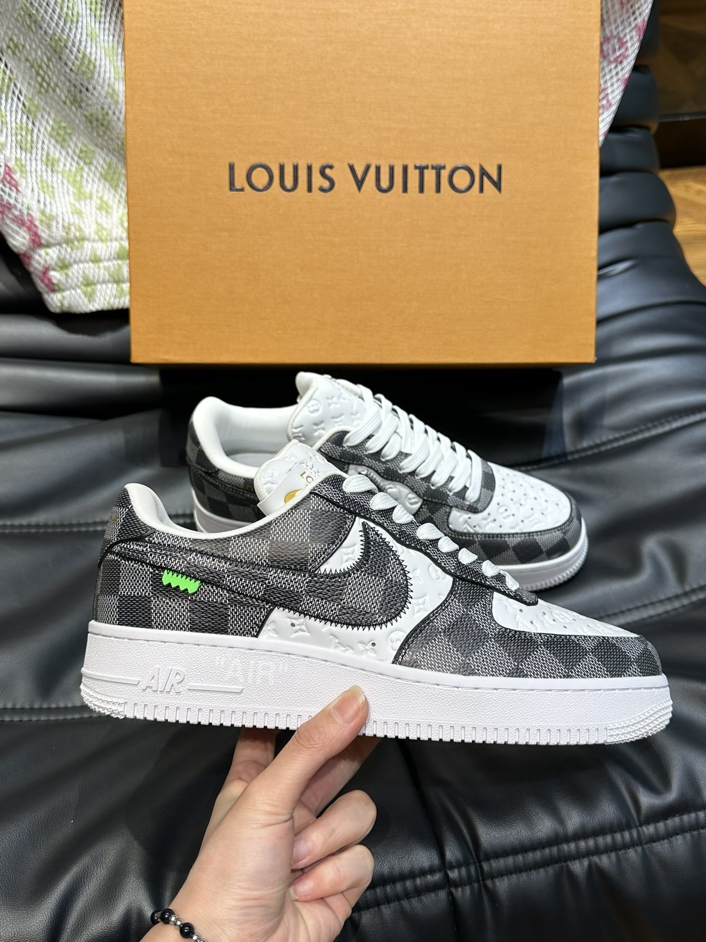 LV Nike Air Force 1 Low By Virgil Abloh White Green sneakers