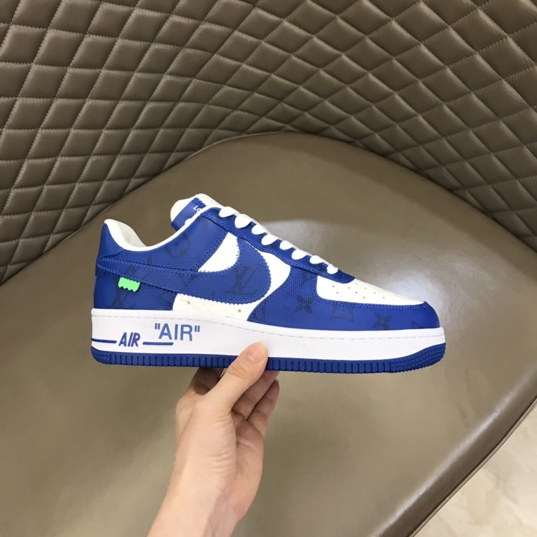 LV x Nike Air Force 1 Low "White Team Royal" sneaker designed by Virgil Abloh