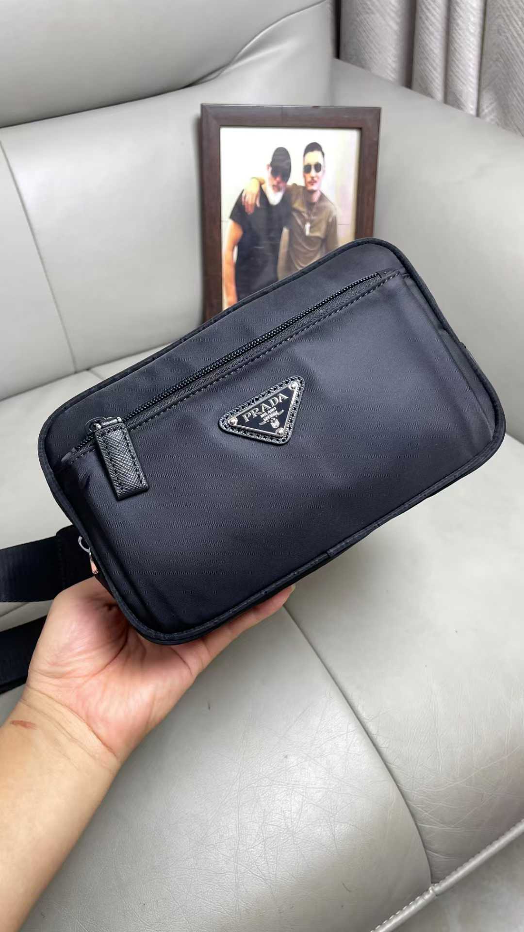 Prada Re-Nylon black belt bag.
