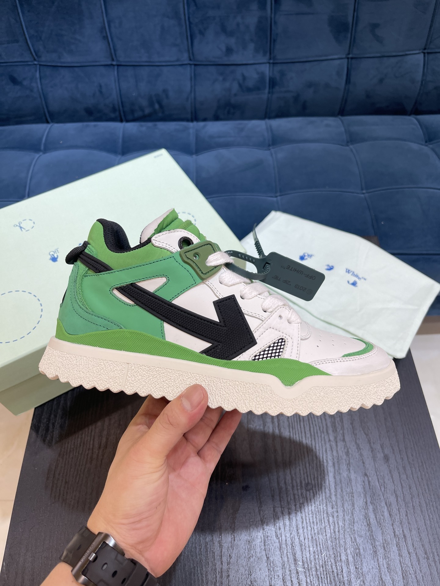 Off-White "Green White Black" Sponge Mid-Top Sneaker