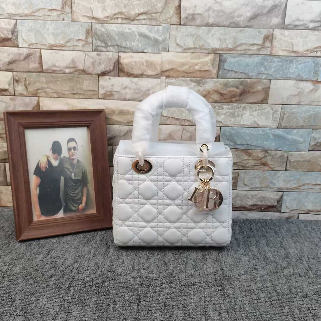 Christian Dior Small Lady Dior My ABCDior Bag in white (latte) cannage lambskin leather
