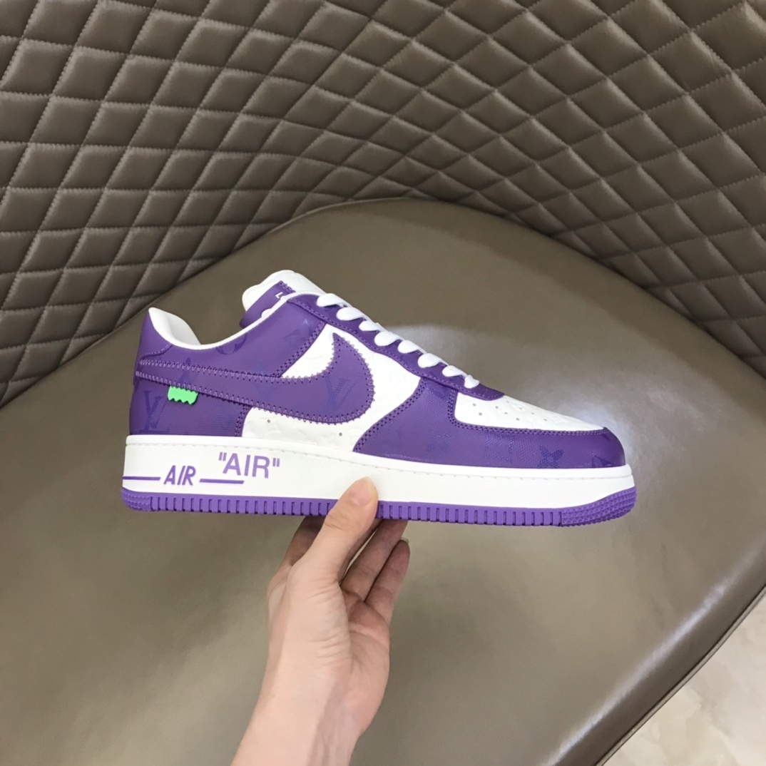 Nike x Louis Vuitton Air Force 1 Low "Virgil Abloh" sneaker in a white and purple colorway