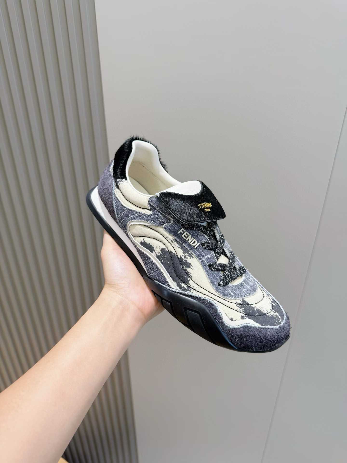 Fendi Wave Pulse technical fabric and suede low-top sneaker