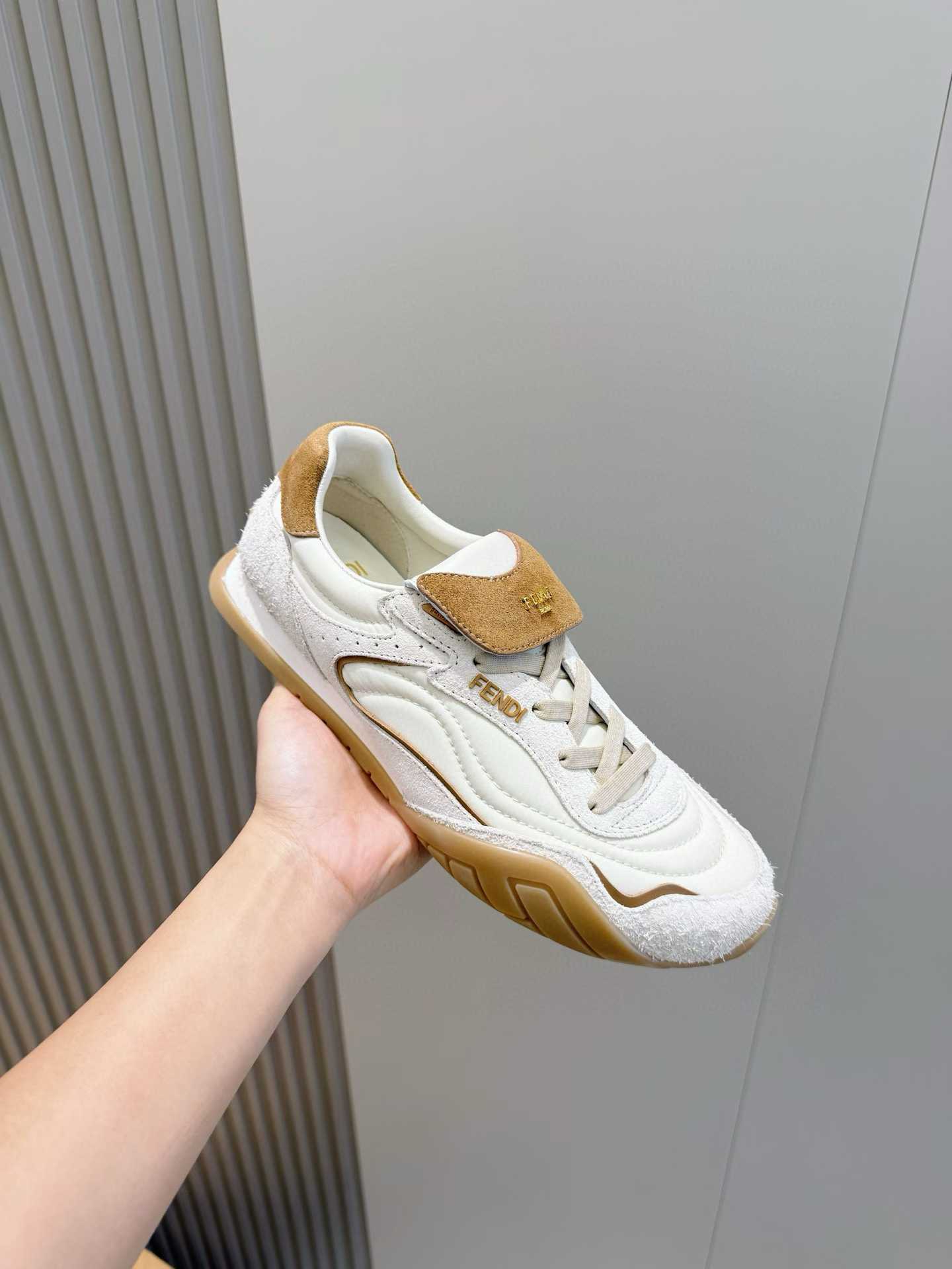 Fendi Wave Pulse sneakers in white leather and technical fabric with suede details