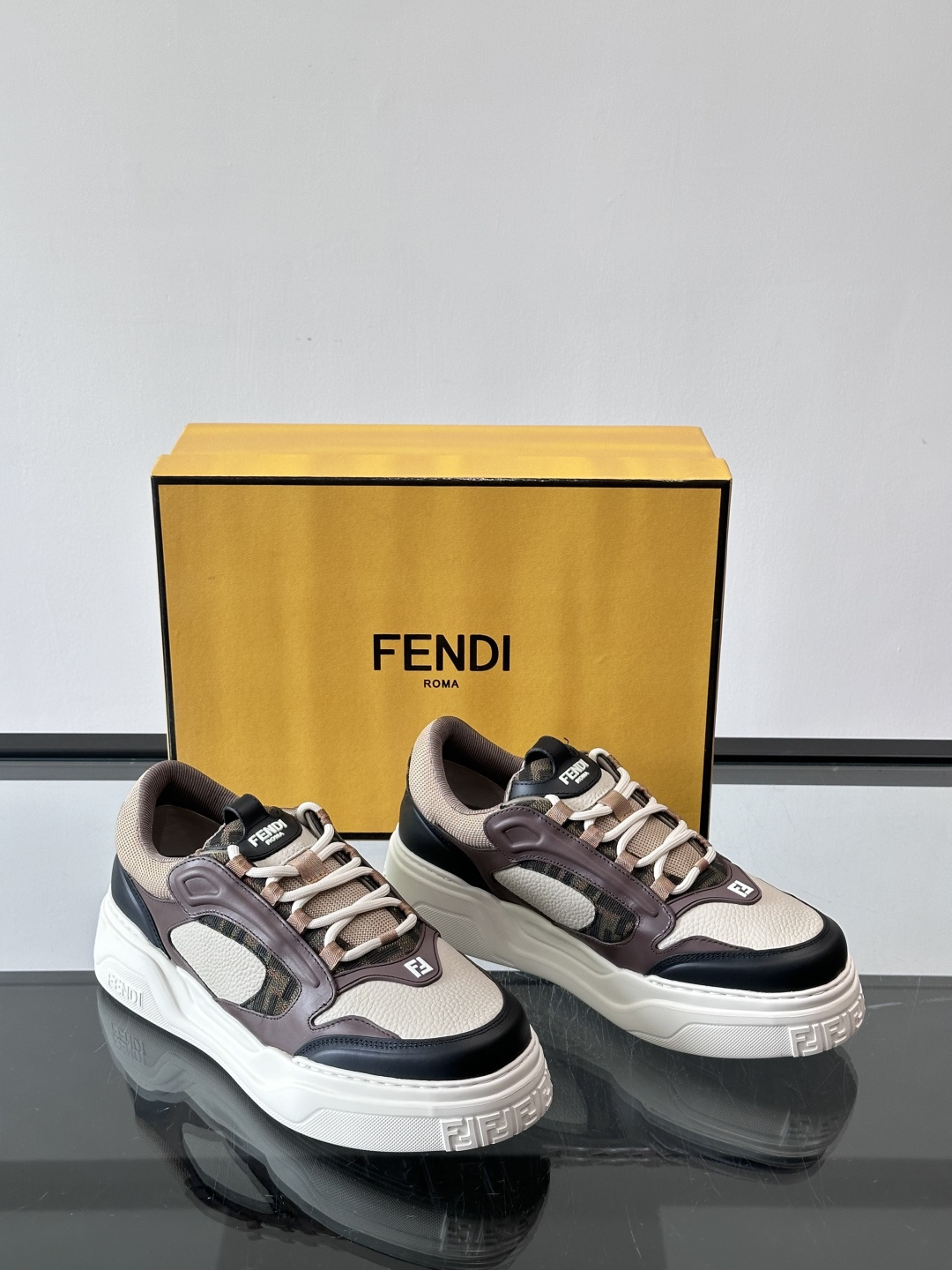 Fendi Force sneakers in brown leather