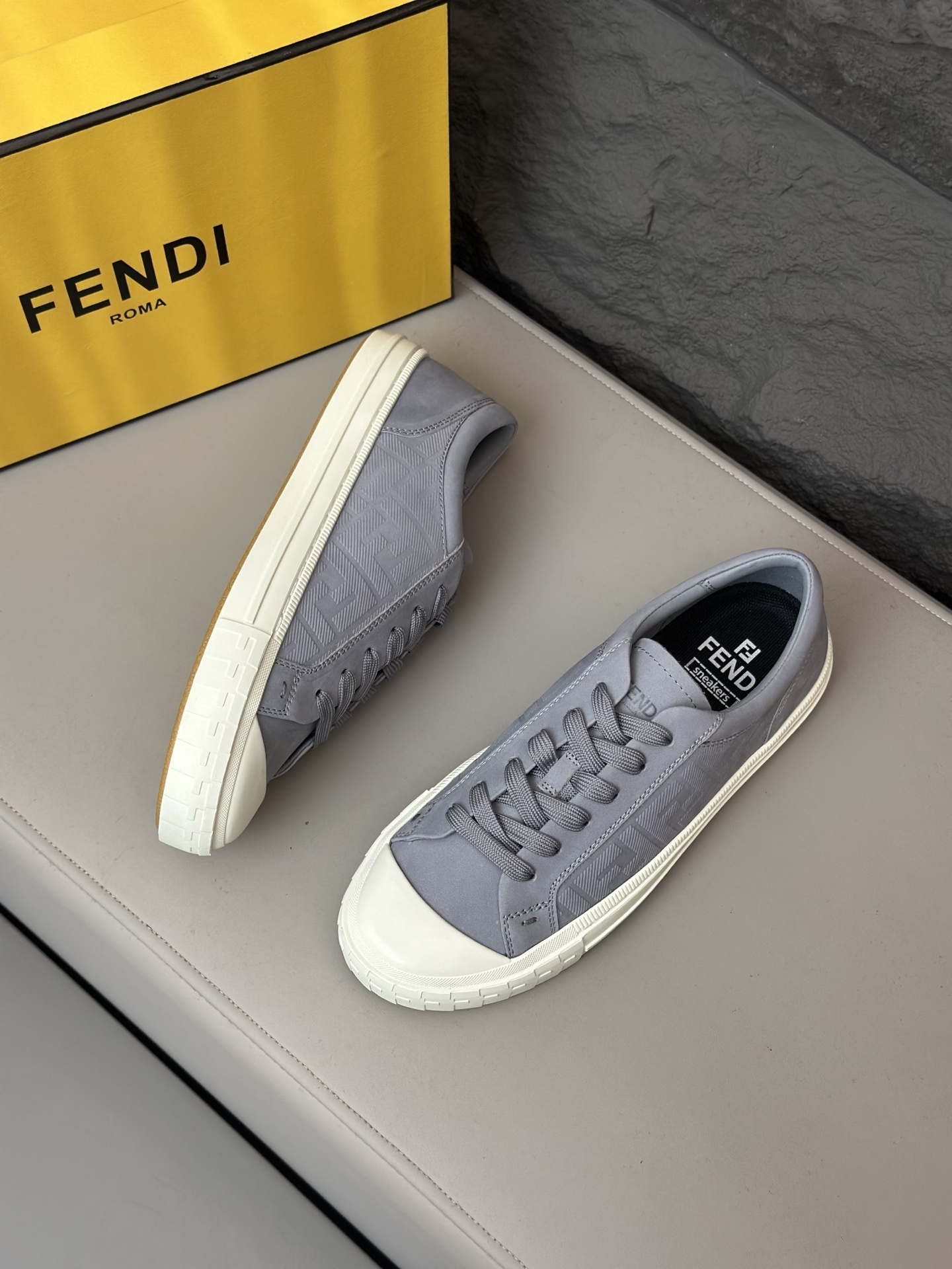 Fendi Match low-top sneakers in grey suede with white leather