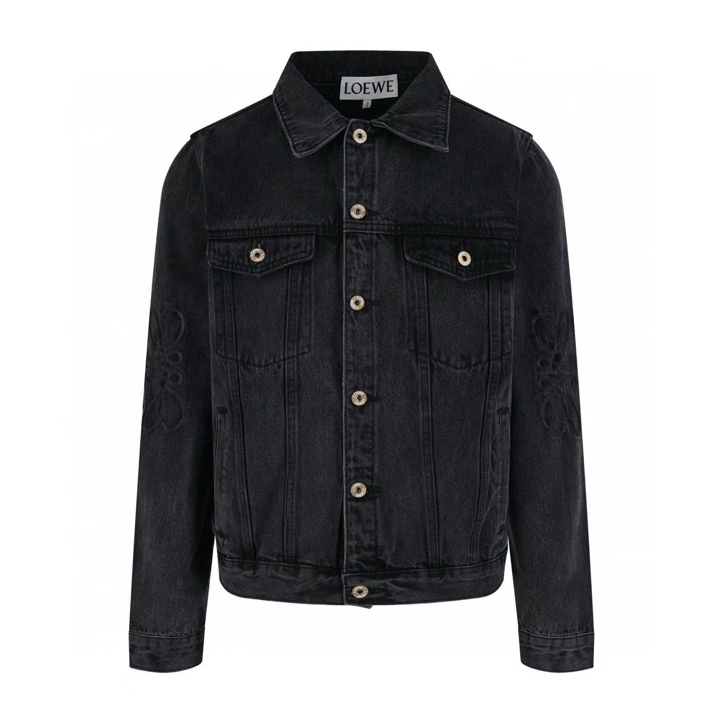 Loewe Anagram Logo-Embroidered Denim Overshirt or Jacket in a black wash