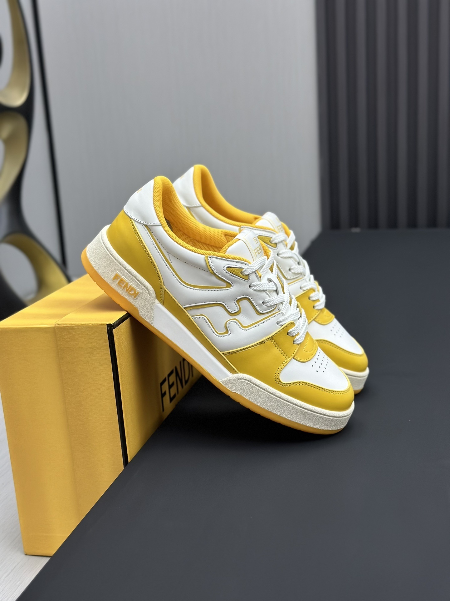 Fendi Match sneakers in a white and yellow colorway