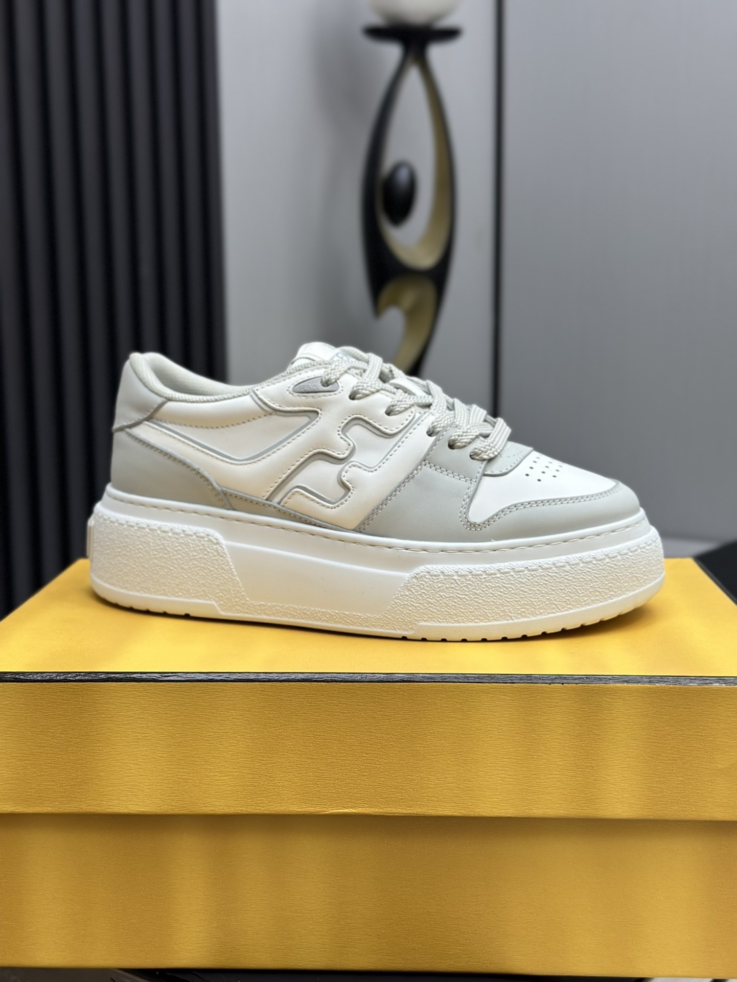 Fendi Match low-top sneakers in white and grey calf leather