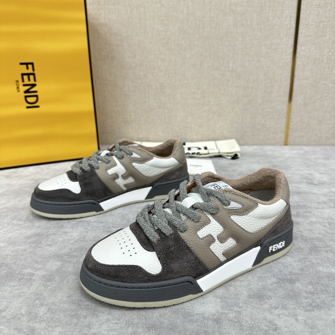 Fendi Match sneakers in a brown, white, and grey color