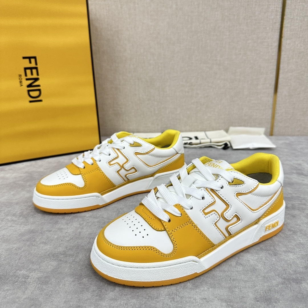 Fendi Match FF low-top sneakers in yellow and white calf leather