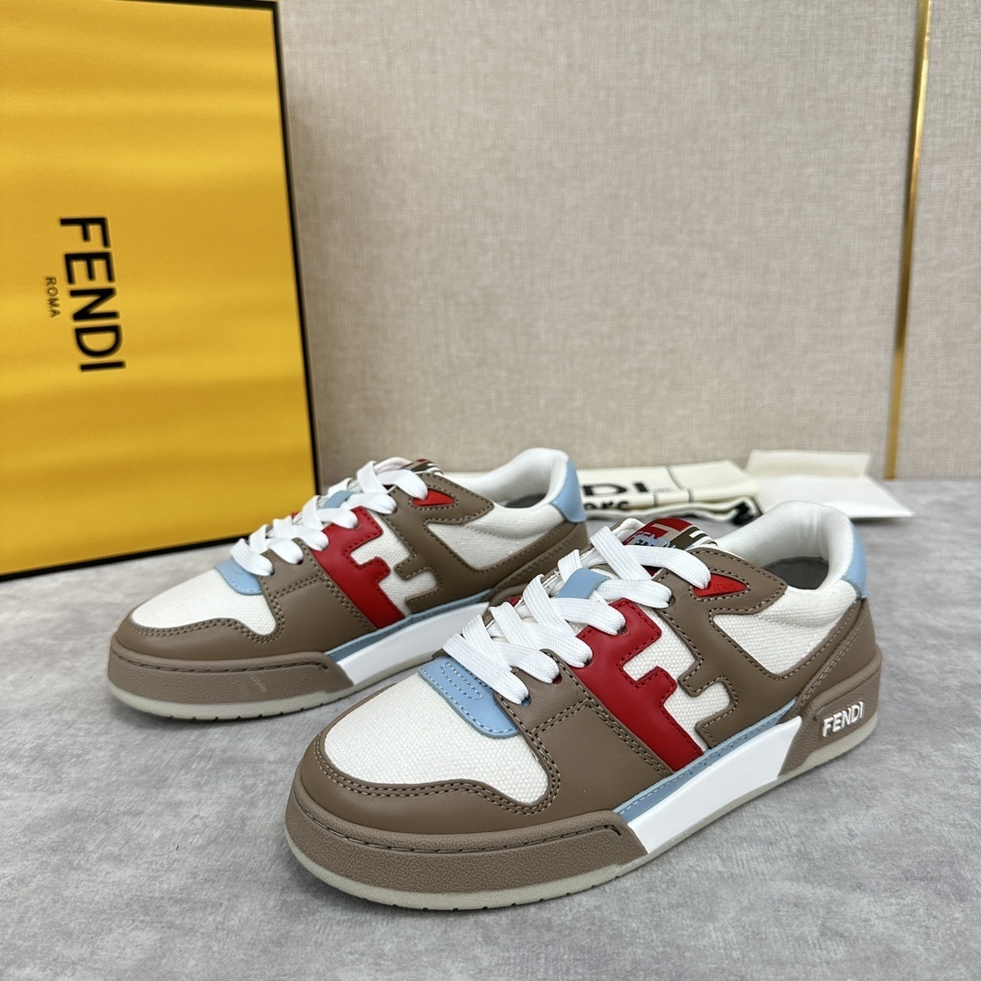 Fendi Match low-top sneakers in a multicolour leather and suede design