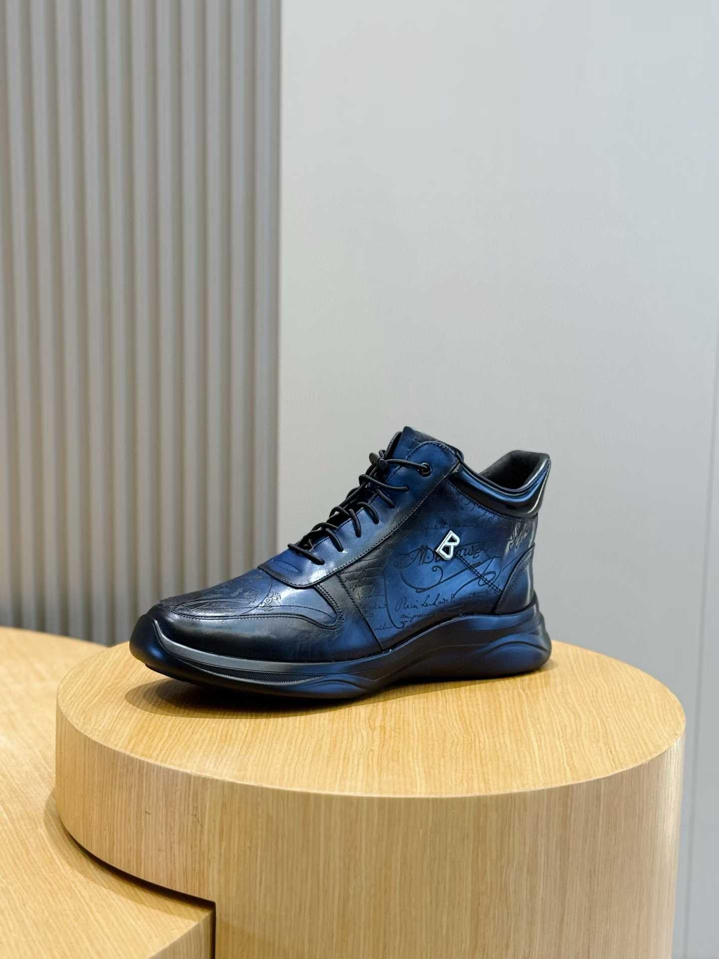 Berluti men's boots in a blue patina finish