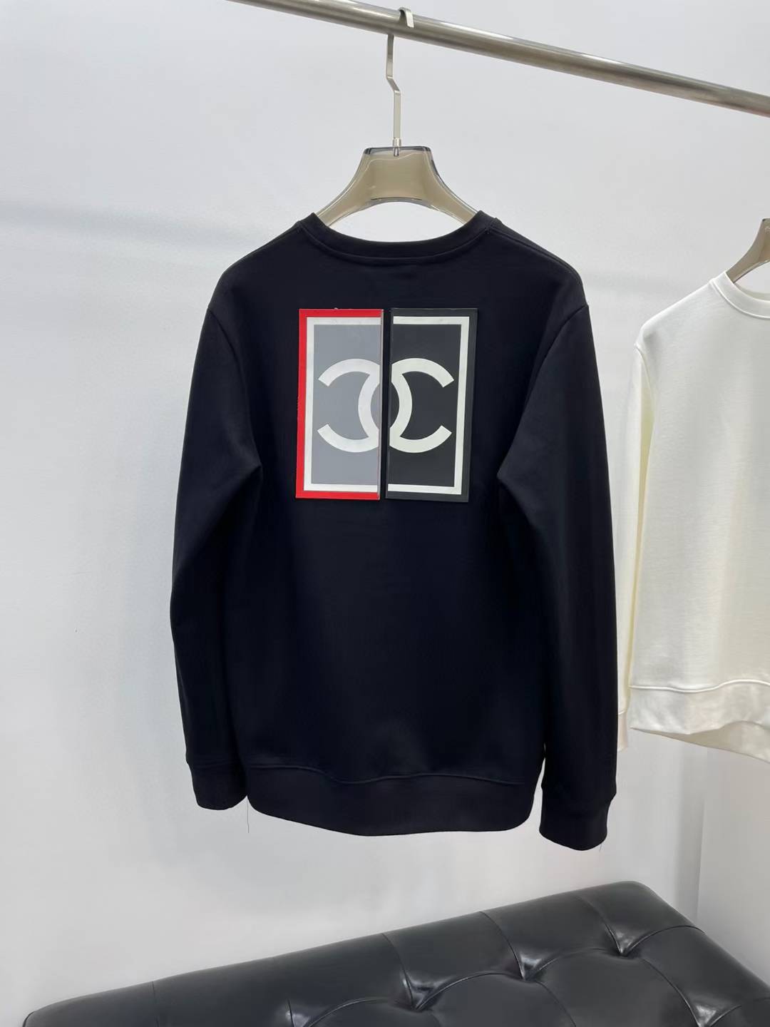 Chanel crewneck black sweatshirt with a graphic CC logo print