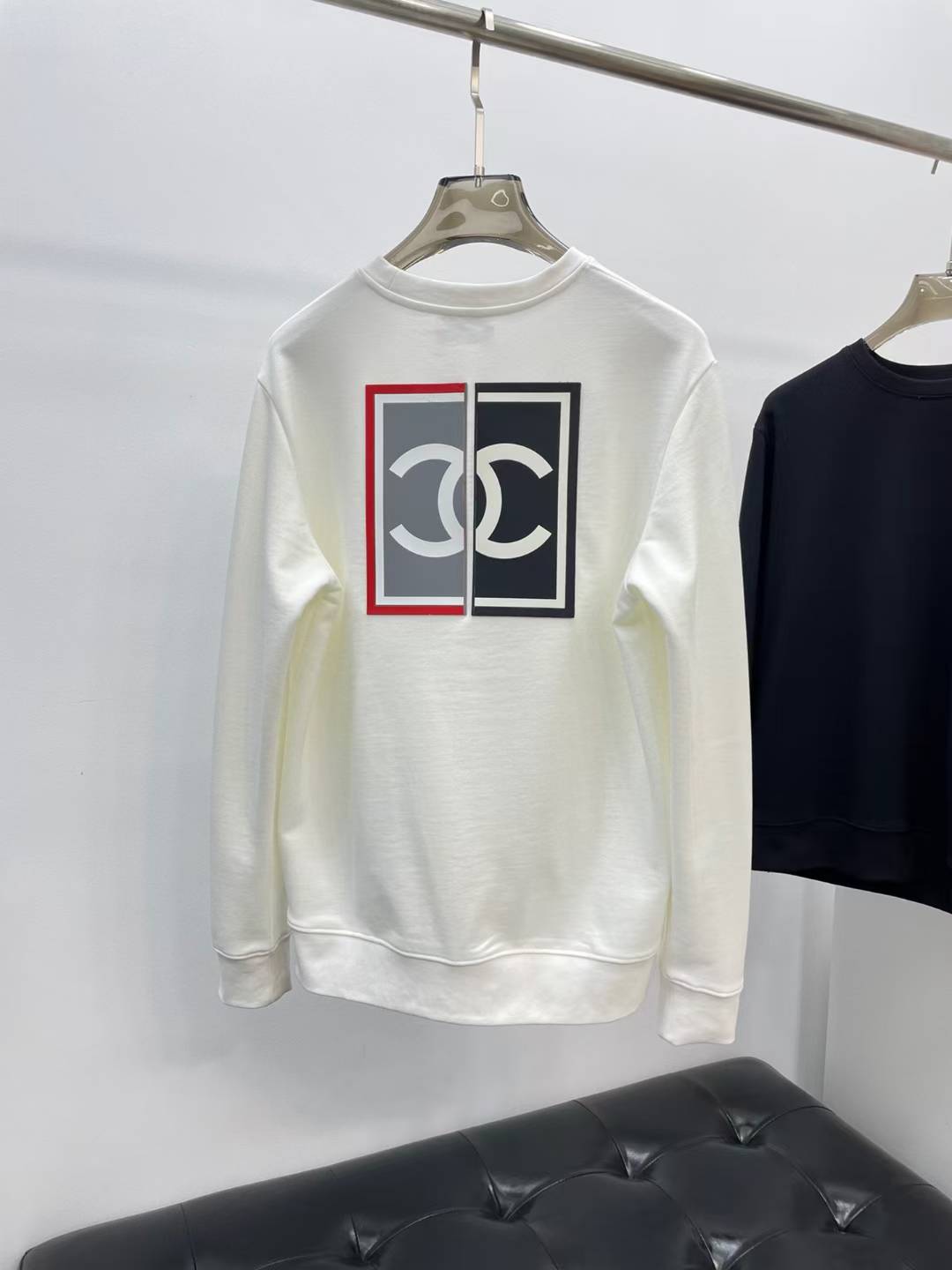 Chanel cotton White sweatshirt with a graphic double C logo on the back