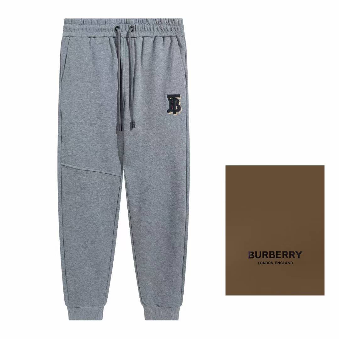 Burberry men's gray cotton sweatpants with the TB embroidered logo
