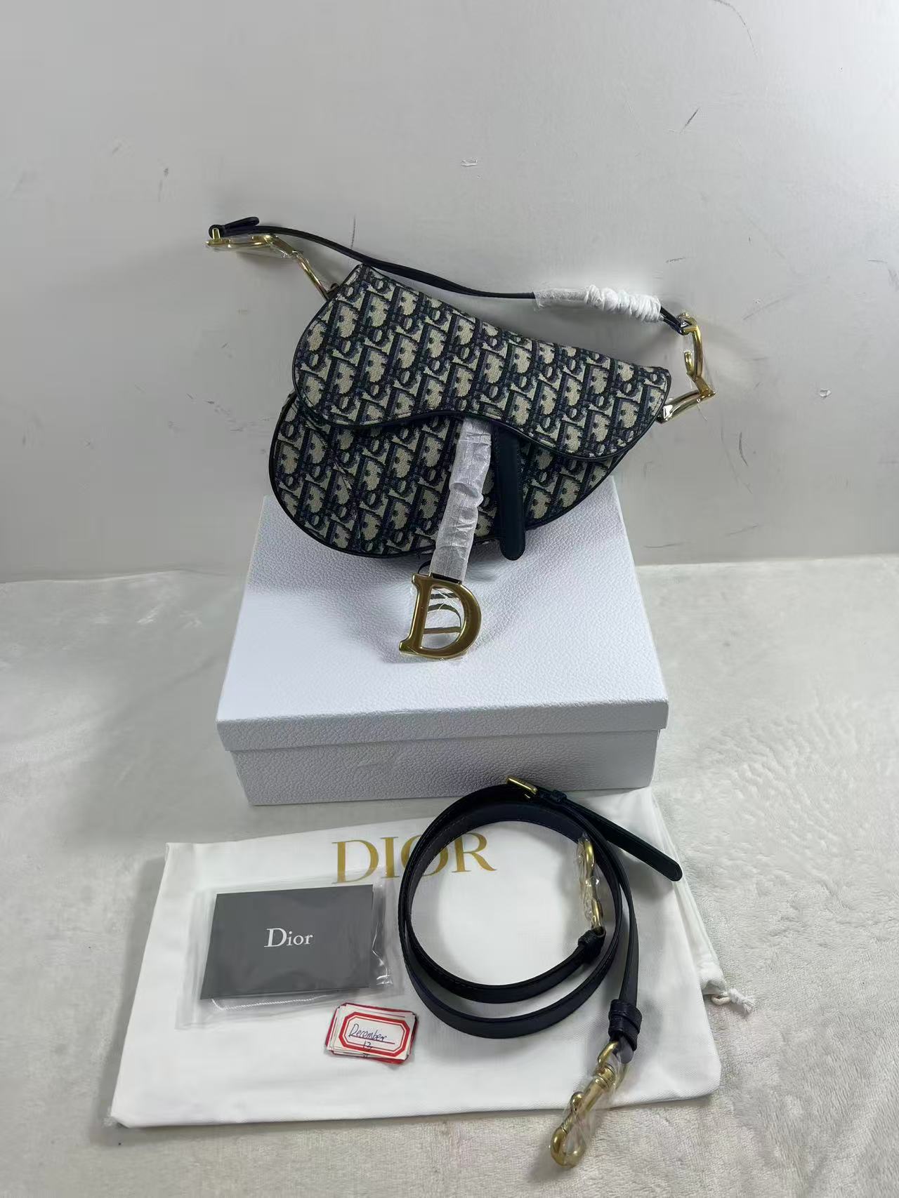 Dior Saddle bag in blue Dior Oblique jacquard canvas