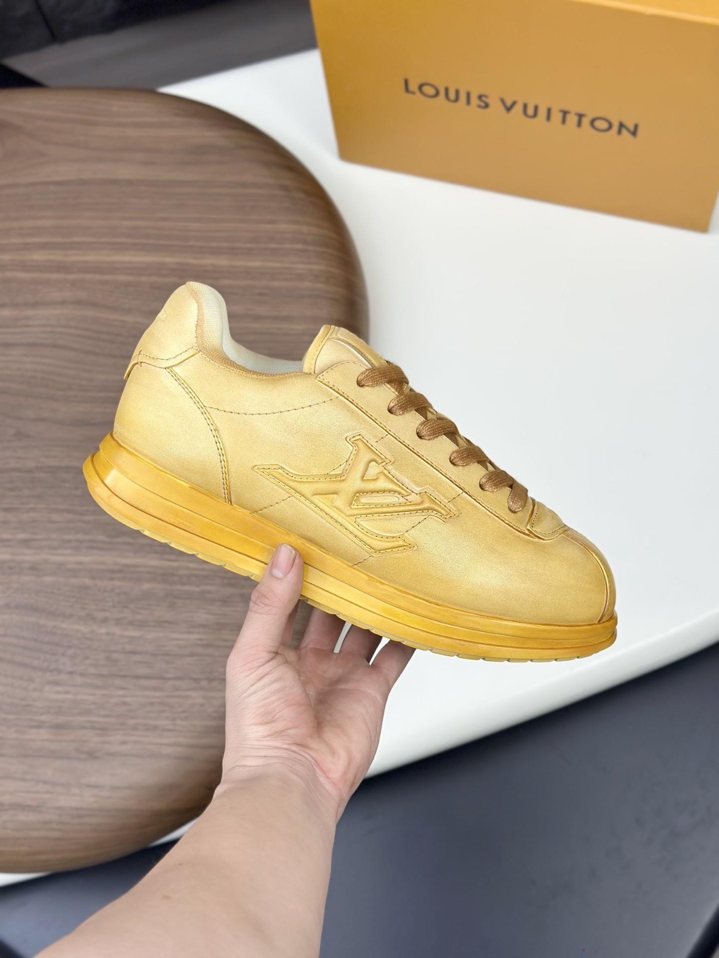LV Buttersoft Sneaker in a yellow/beige colorway