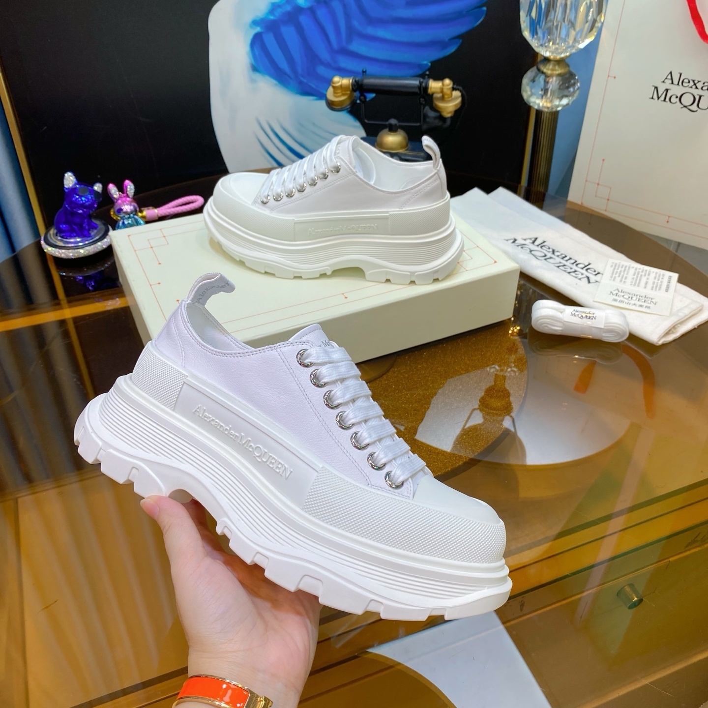 Alexander McQueen Tread Slick low-top canvas sneaker with an oversized rubber sole