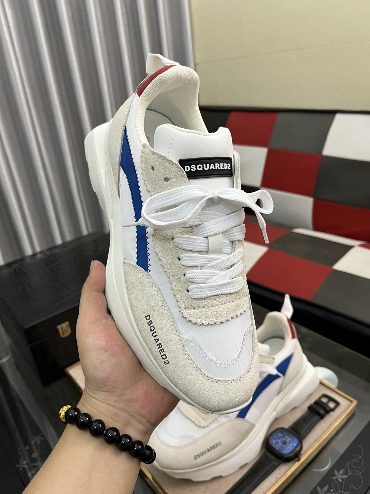 Dsquared2 Slash sneakers with white, blue, and red accents