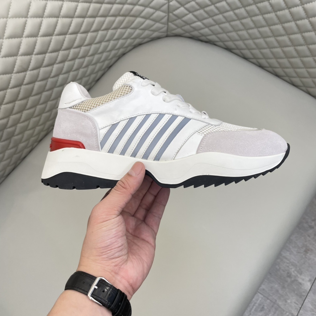 Dsquared2 D24 sneakers in white leather and fabric with a rubber sole