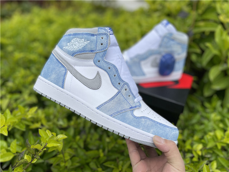Nike Air Jordan 1 Retro High OG "Hyper Royal" sneaker in the Hyper Royal/Light Smoke Grey-White colorway
