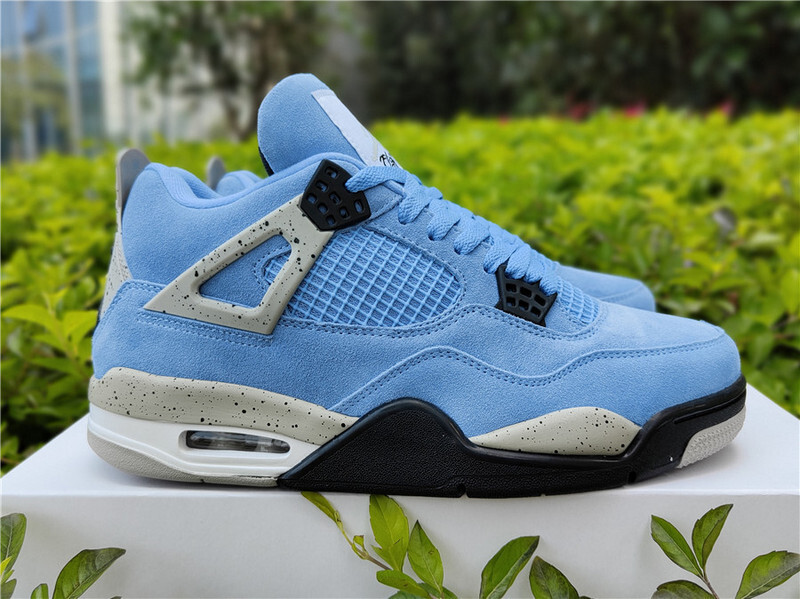 Nike Air Jordan 4 Retro "University Blue" sneaker with a suede upper