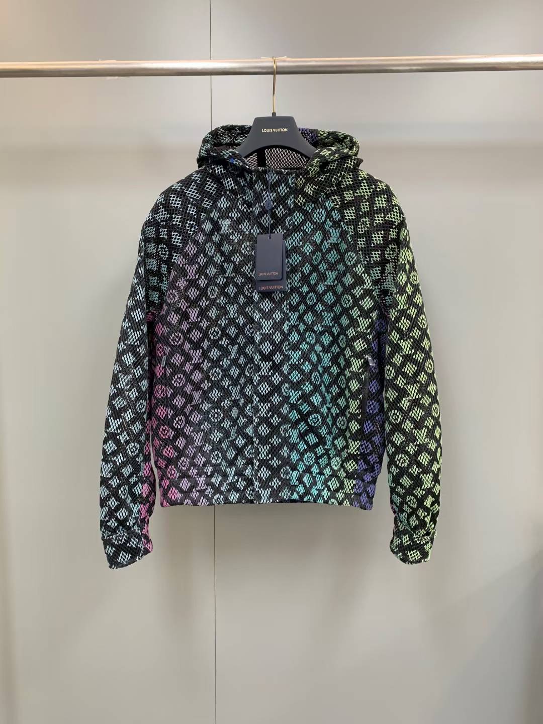 LV Gradient Monogram Mesh Blouson in black