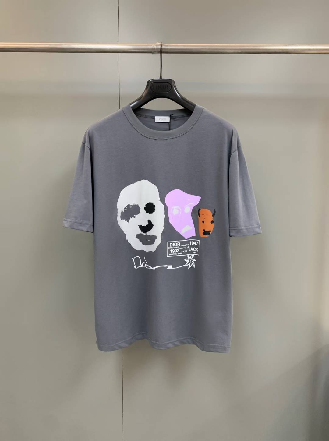 Dior x Cactus Jack Oversized T-shirt in gray cotton jersey