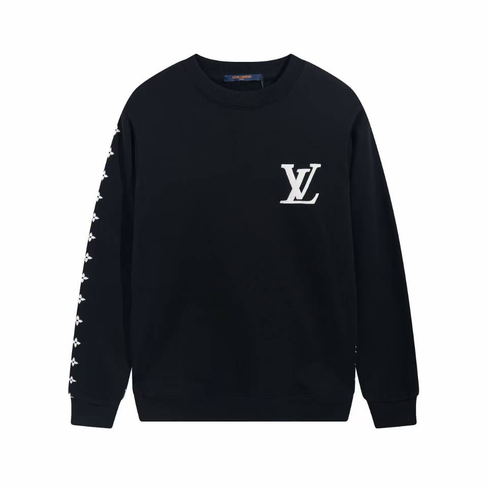 LV sweatshirt with a white LV logo on the chest Black