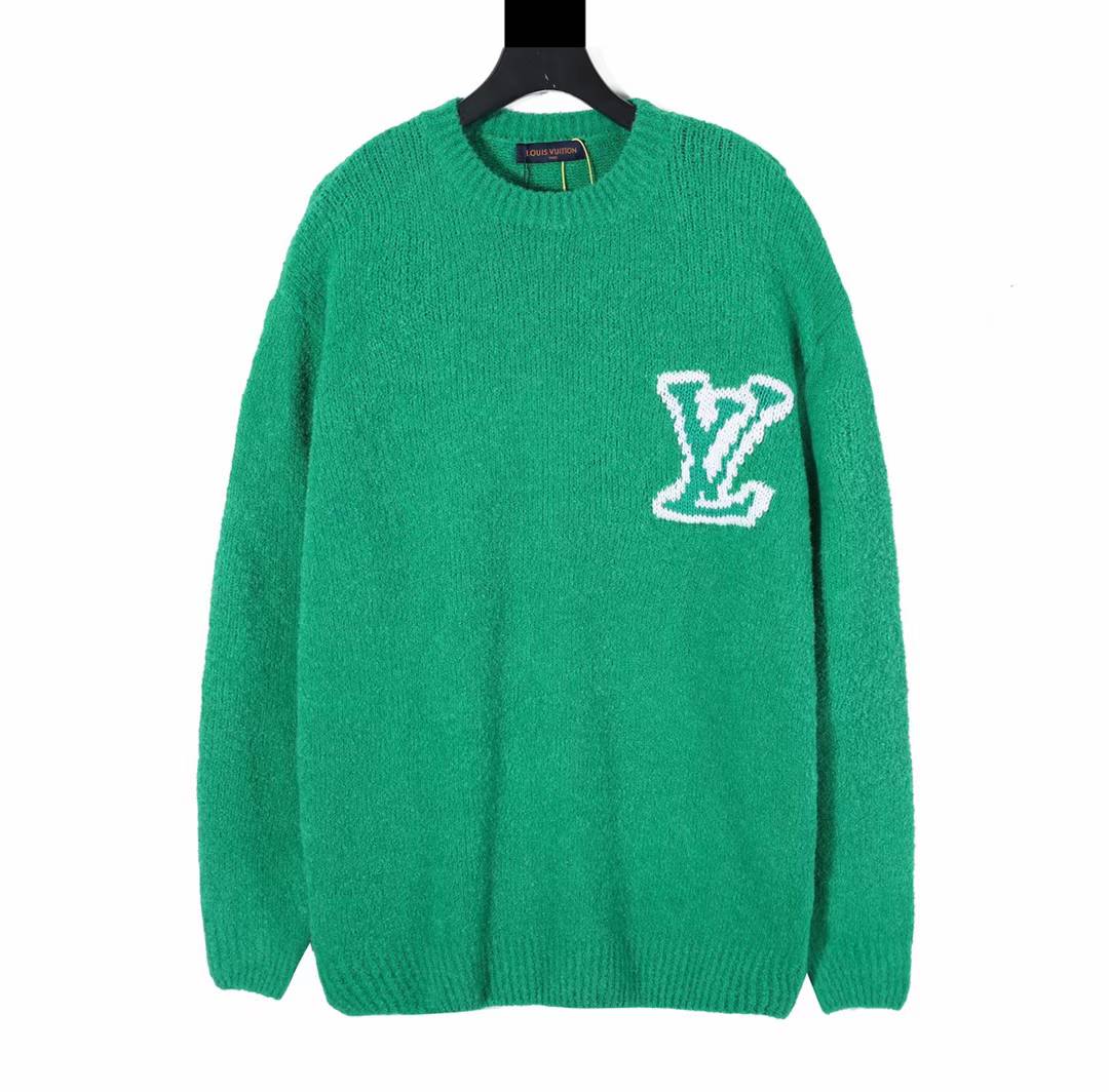 LV Intarsia Crewneck in a green