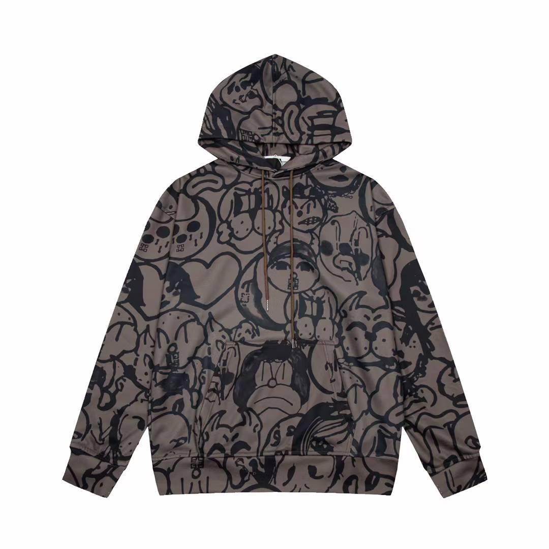 Givenchy Chito Edition oversized cotton hoodie in khaki with black graphic motifs