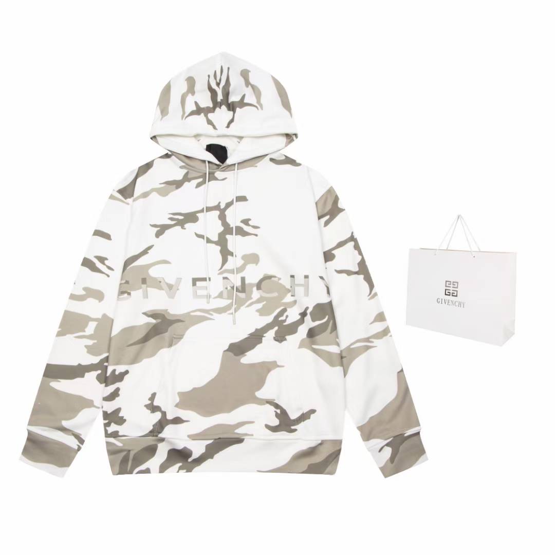 Givenchy Classic Fit All-Over Print Hoodie in light beige