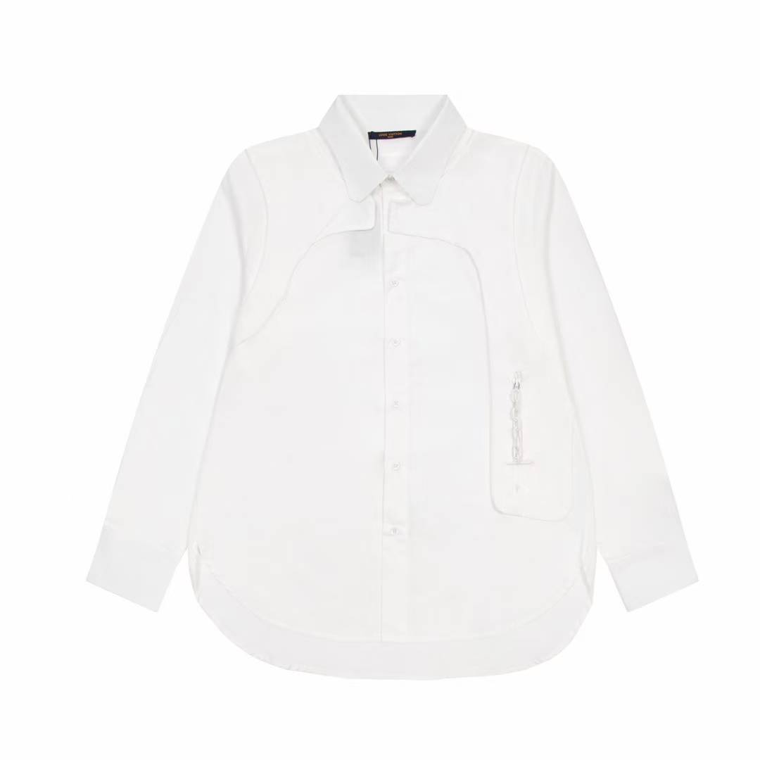 LV White Regular Fit Solid Long Sleeves Shirt