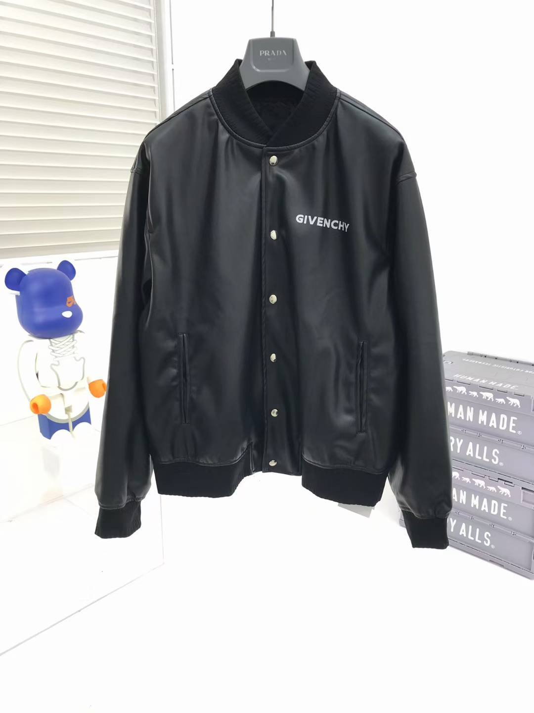 Givenchy black leather bomber jacket